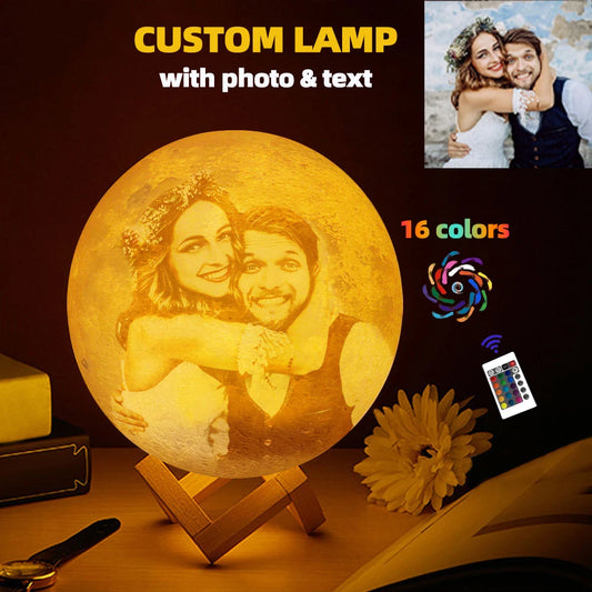 Lampe Lune 3D Personnalisée – Veilleuse Tactile USB Rechargeable avec Photo & Texte