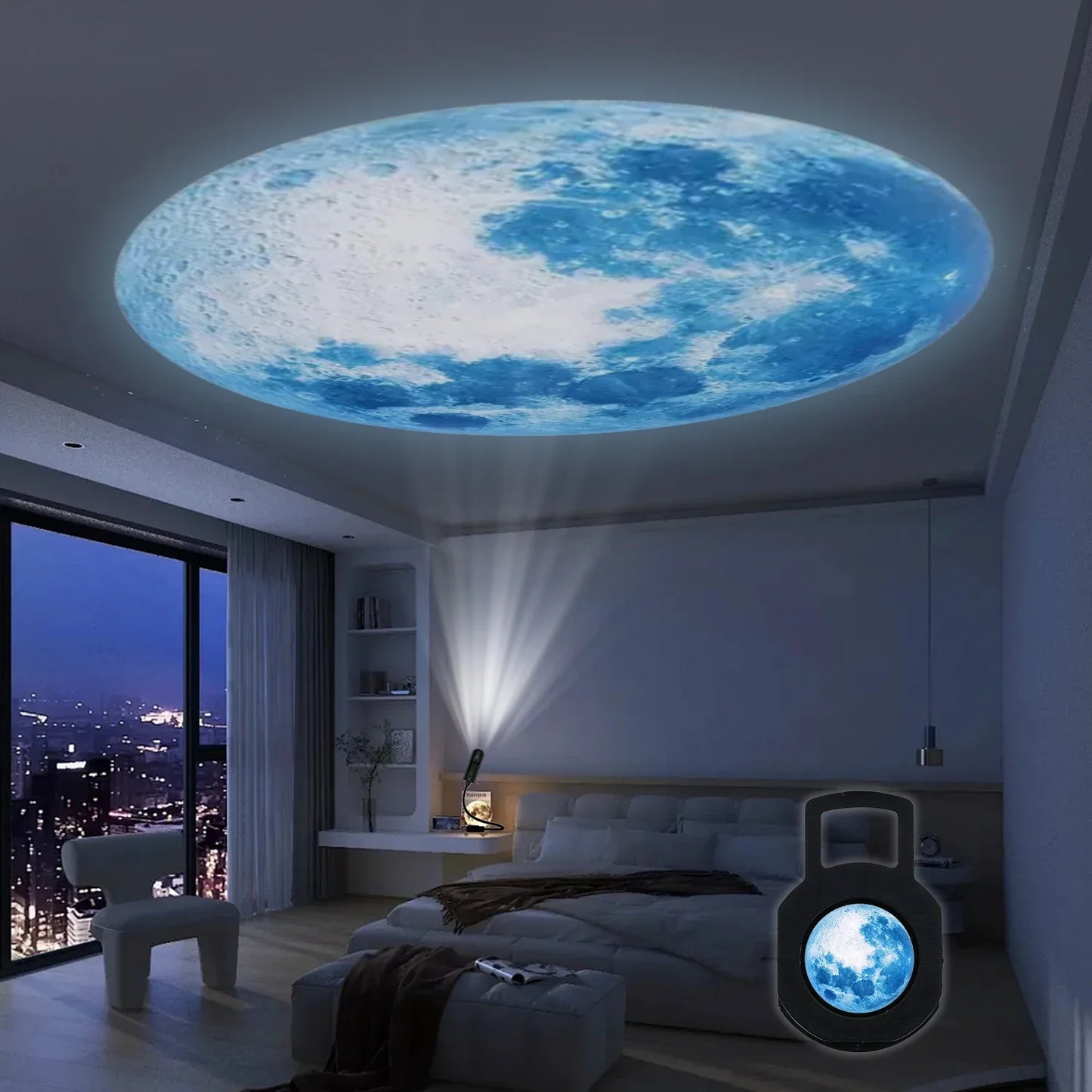 Lampe Projecteur 3D Lune & Étoiles – Veilleuse LED Galaxie USB Économique