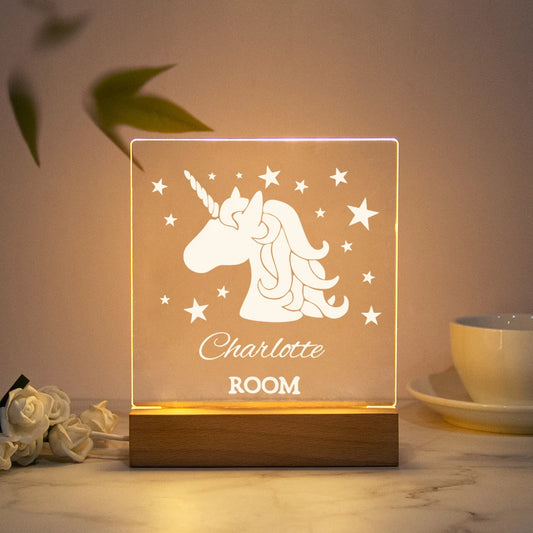 Lampe LED Cristal 3D Personnalisée – Gravure Nom & Texte sur Socle Bois | Cadeau Unique