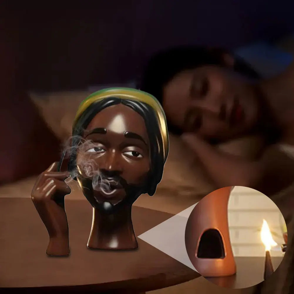 Brûleur d’Encens Femme Élégante Noir – Porte-Encens Design en Résine avec 60 Cônes Inclus